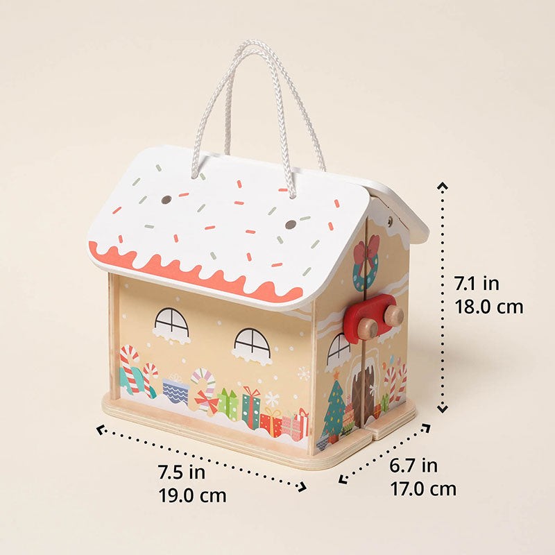 Wooden Christmas-Themed Foldable Dollhouse with Figurines