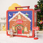 Wooden Christmas-Themed Foldable Dollhouse with Figurines