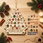 Wooden Christmas Tree Advent Calendar - Wall Decoration with Ornament Pieces