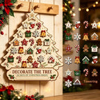 Wooden Christmas Tree Advent Calendar - Wall Decoration with Ornament Pieces