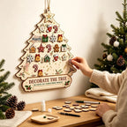 Wooden Christmas Tree Advent Calendar - Wall Decoration with Ornament Pieces