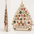 Wooden Christmas Tree Advent Calendar - Wall Decoration with Ornament Pieces