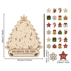 Wooden Christmas Tree Advent Calendar - Wall Decoration with Ornament Pieces
