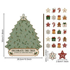 Wooden Christmas Tree Advent Calendar - Wall Decoration with Ornament Pieces