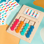 Wooden Color Matching Board - Sliding Disc Pattern Puzzle
