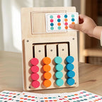 Wooden Color Matching Board - Sliding Disc Pattern Puzzle