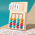 Wooden Color Matching Board - Sliding Disc Pattern Puzzle