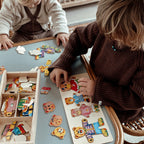 Wooden Dress-Up Puzzle Toy - Bear Family with Storage Box