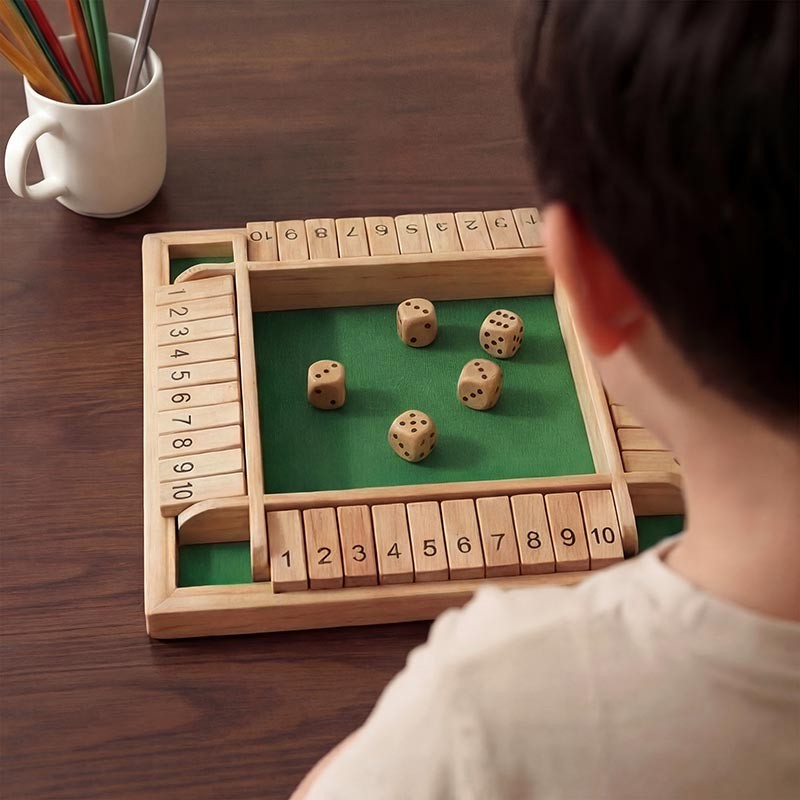 Wooden Educational Board Game - Shut the Box with Number Tiles