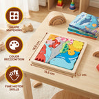 Wooden Learning Puzzle - Shape & Color Matching Toy