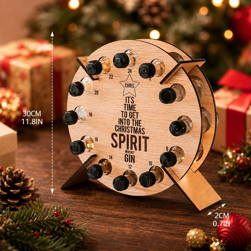 Wooden Mini-Bottle Advent Calendar Holder - Christmas Tree Shape