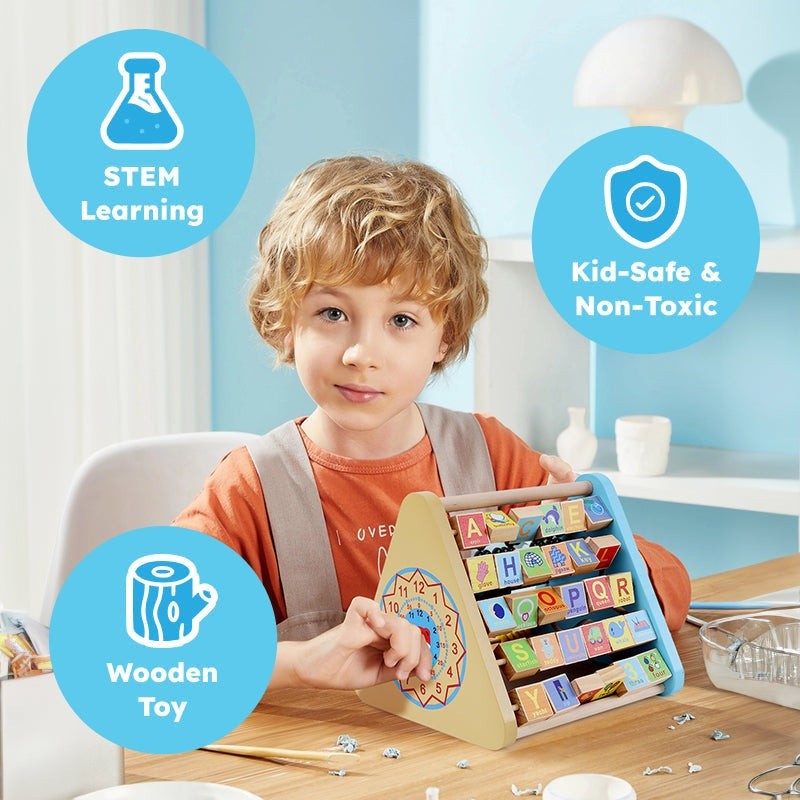 Wooden Montessori Activity Centre - 5-in-1 Triangle Toy