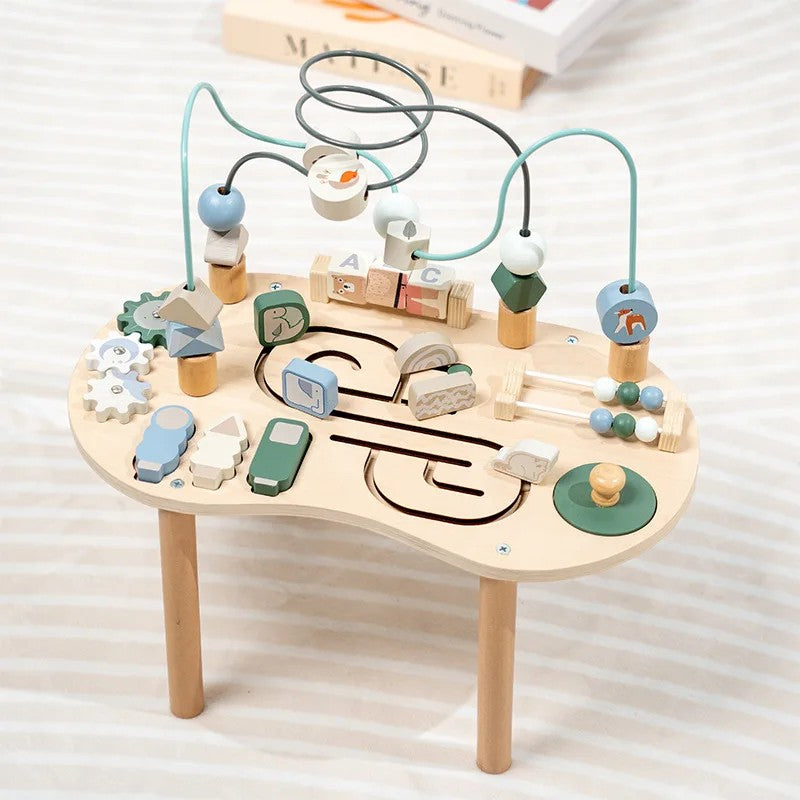 Wooden Montessori Activity Table - Beaded Forest Frame