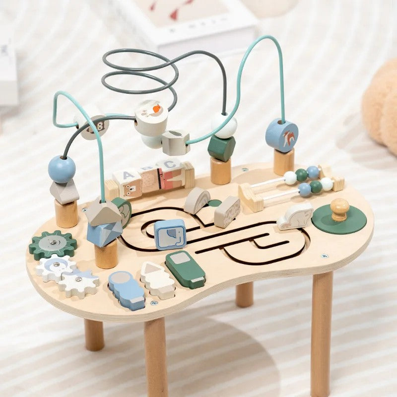 Wooden Montessori Activity Table - Beaded Forest Frame