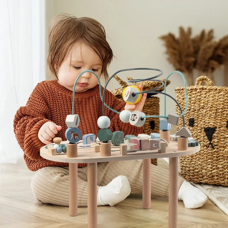 Wooden Montessori Activity Table - Beaded Forest Frame