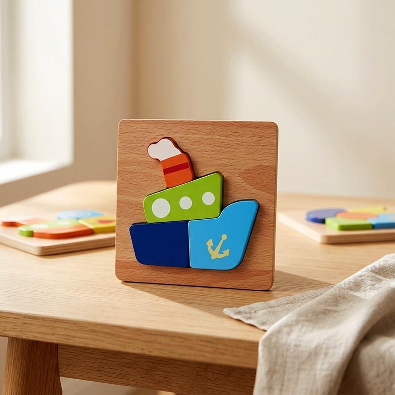Wooden Montessori Puzzle Set - 6 Themed Jigsaw Puzzles for Toddlers