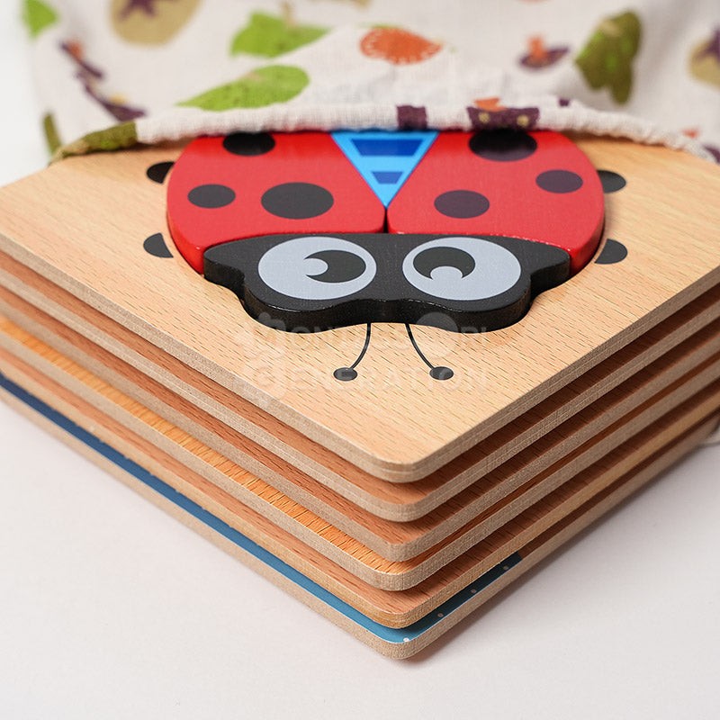 Wooden Montessori Puzzle Set - 6 Themed Jigsaw Puzzles for Toddlers