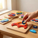 Wooden Montessori Puzzle Set - 6 Themed Jigsaw Puzzles for Toddlers