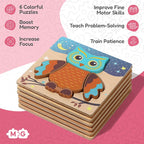 Wooden Montessori Puzzle Set - 6 Themed Jigsaw Puzzles for Toddlers