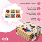 Wooden Montessori Puzzle Set - 6 Themed Jigsaw Puzzles for Toddlers