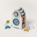 Wooden Montessori Rocket Toy - Shape Sorter with Abacus and Spinning Wheels