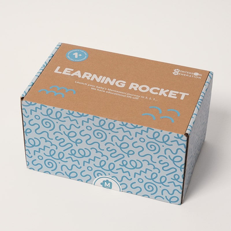 Wooden Montessori Rocket Toy - Shape Sorter with Abacus and Spinning Wheels
