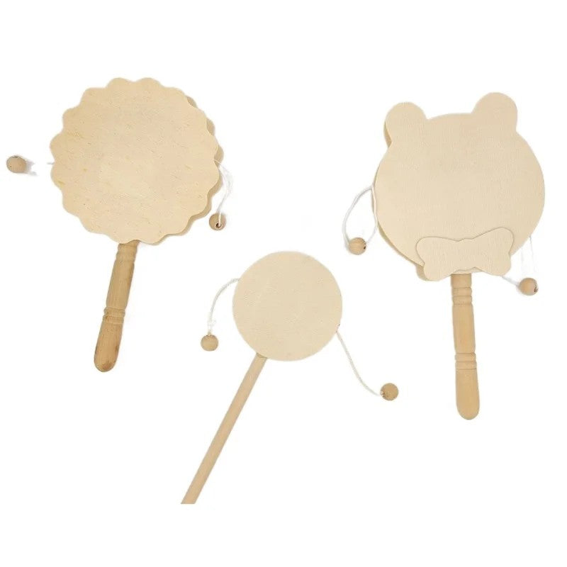 Wooden Rattle Drum - Bear Head Shape