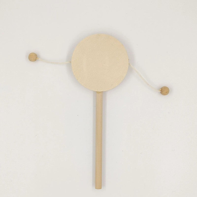Wooden Rattle Drum - Bear Head Shape