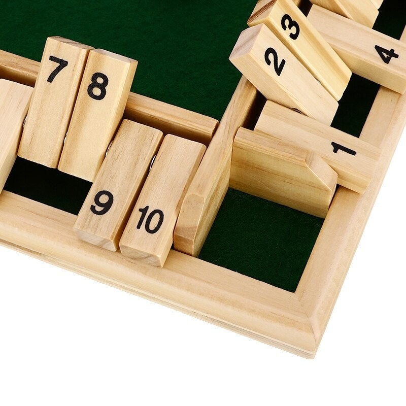 Wooden Shut the Box Board Game - 4-Sided Edition with Felt Playing Surface