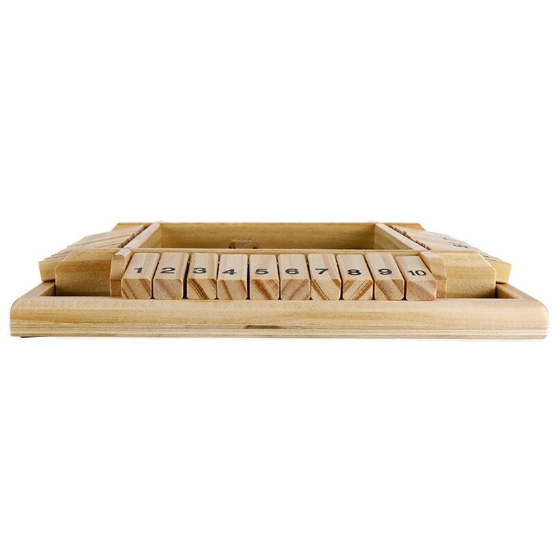 Wooden Shut the Box Board Game - 4-Sided Edition with Felt Playing Surface