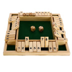 Wooden Shut the Box Board Game - 4-Sided Edition with Felt Playing Surface
