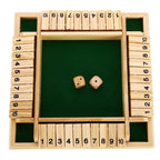 Wooden Shut the Box Board Game - 4-Sided Edition with Felt Playing Surface